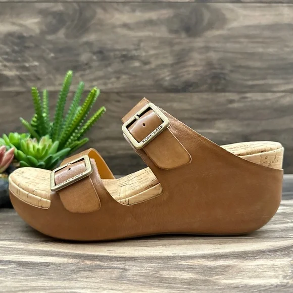 NIB Kork Ease Grace Slip On Wedge Sandal Brown Leather - Picture 5 of 11